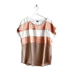 Le Chateau Women's Silk Colorblock Kimono Sleeve Blouse Multicolor Size XXL